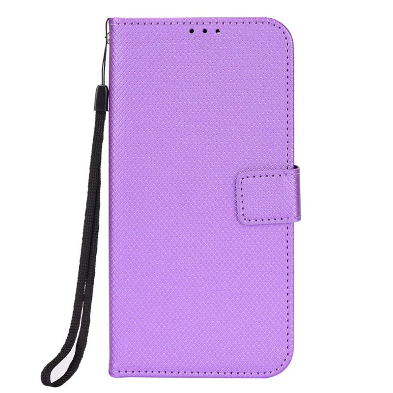 Capa Folio Para iPhone 14 Pro Max De Cordão Couro Falso Estiloso Com Tiras