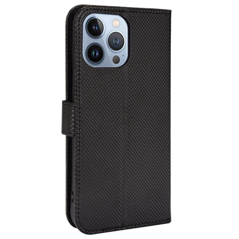 Capa Folio Para iPhone 14 Pro Max De Cordão Couro Falso Estiloso Com Tiras