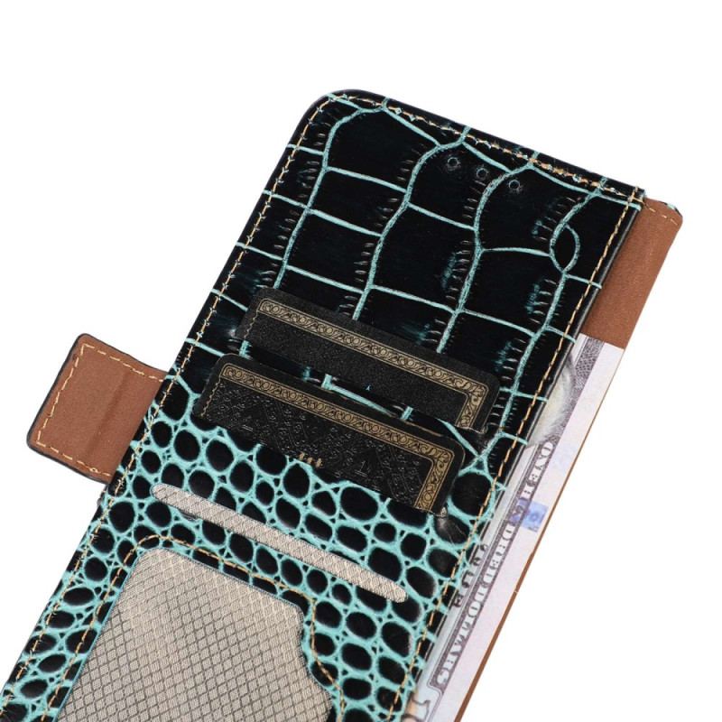 Capa Folio Para iPhone 14 Pro Max Rfid Estilo Crocodilo