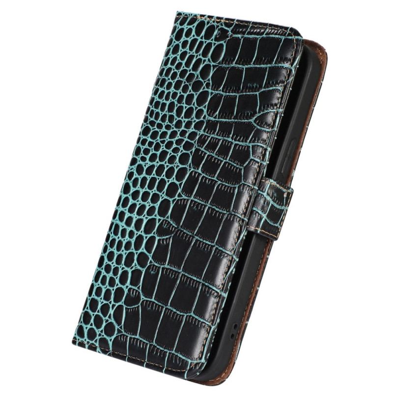 Capa Folio Para iPhone 14 Pro Max Rfid Estilo Crocodilo