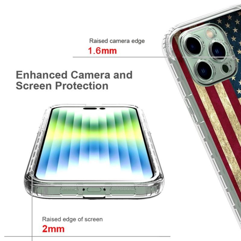 Capa Para iPhone 14 Pro Max Bandeira Americana Aprimorada