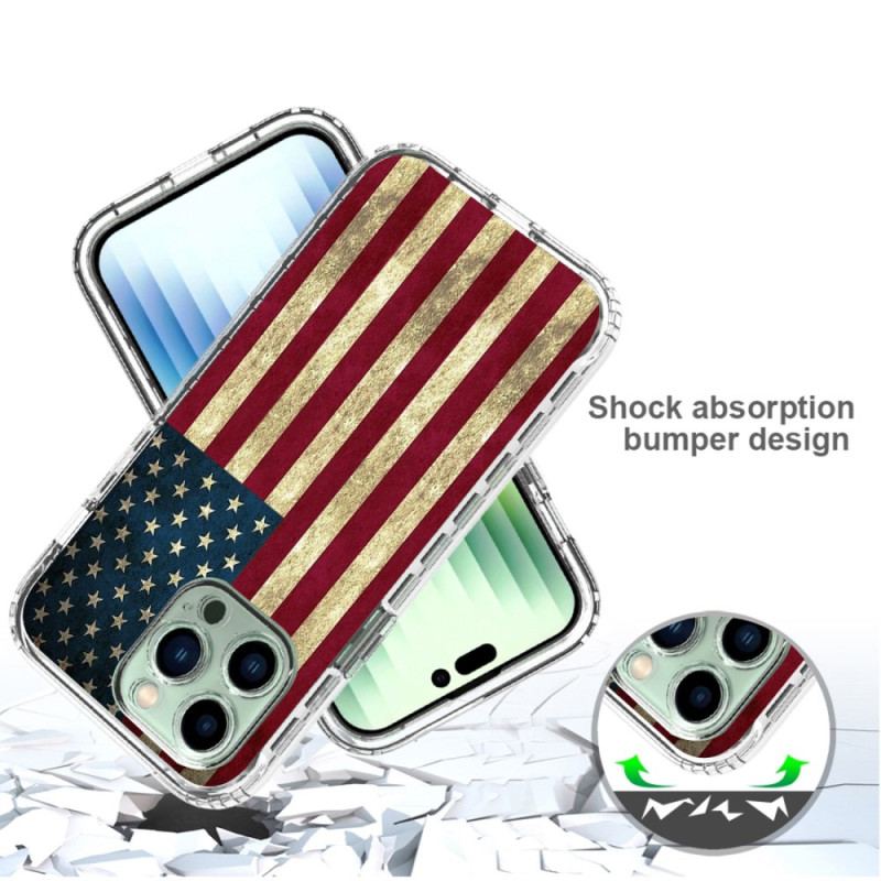 Capa Para iPhone 14 Pro Max Bandeira Americana Aprimorada