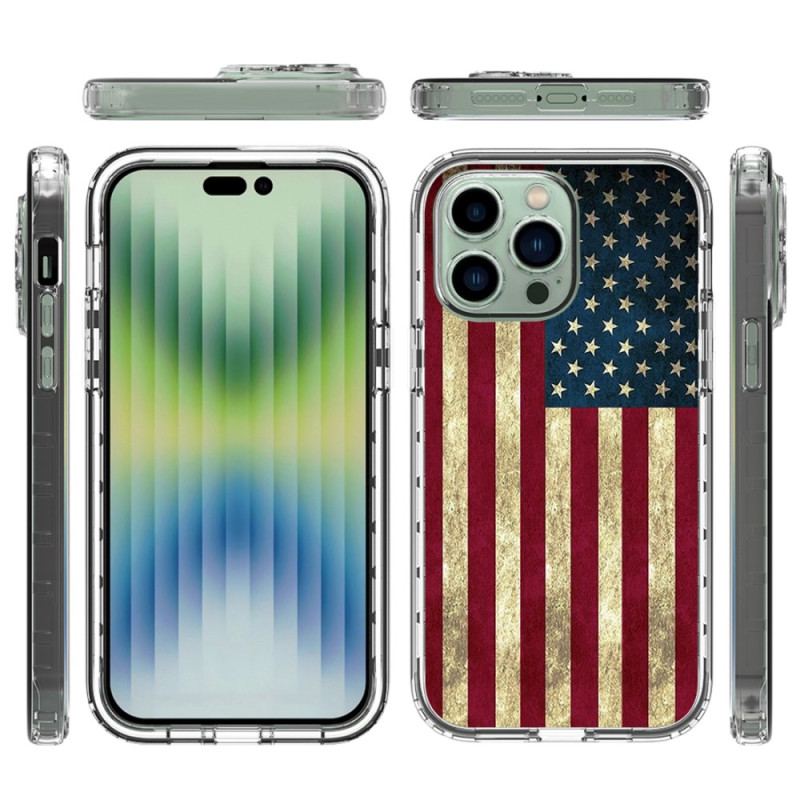 Capa Para iPhone 14 Pro Max Bandeira Americana Aprimorada