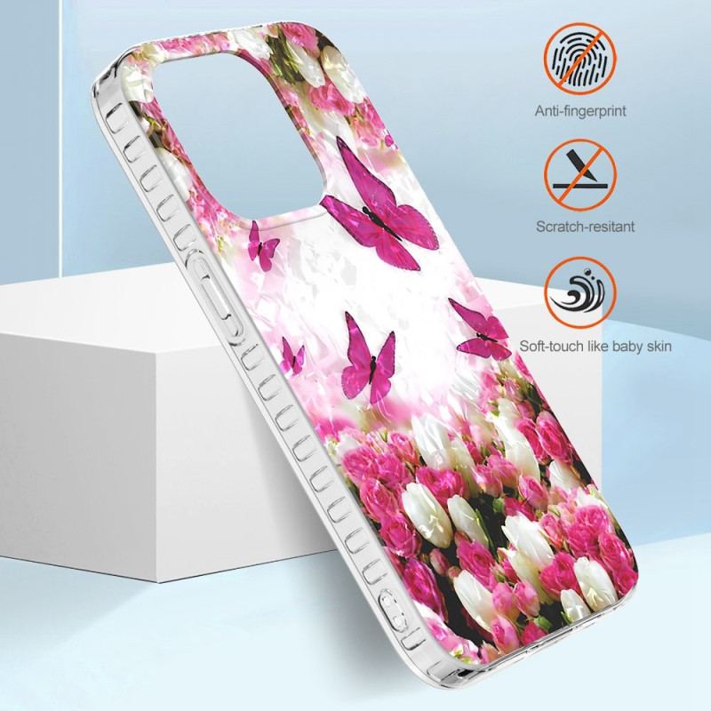 Capa Para iPhone 14 Pro Max Borboletas Estilosas