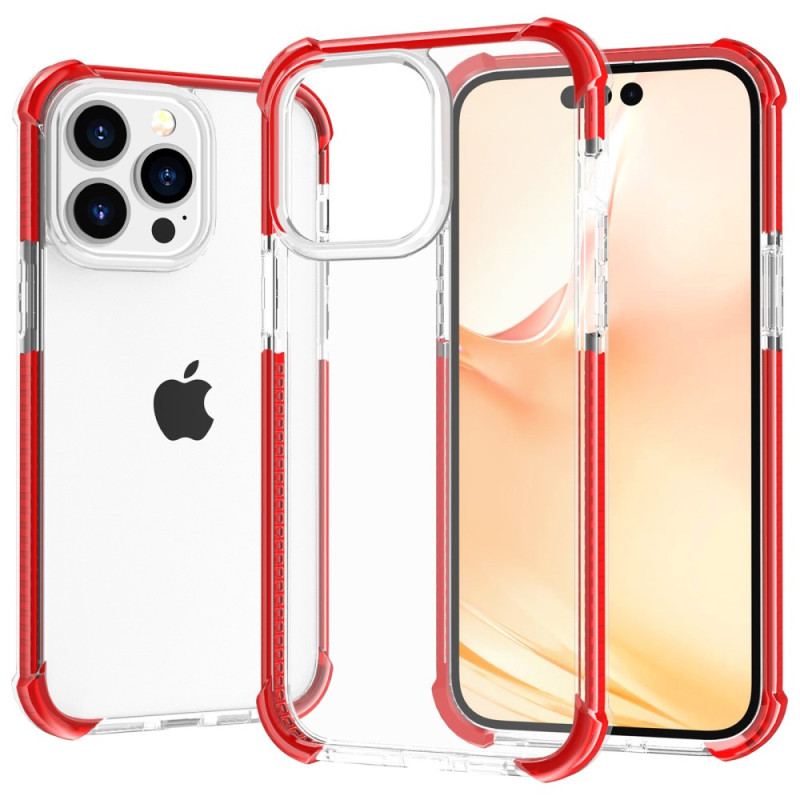 Capa Para iPhone 14 Pro Max Bordas Coloridas Transparentes