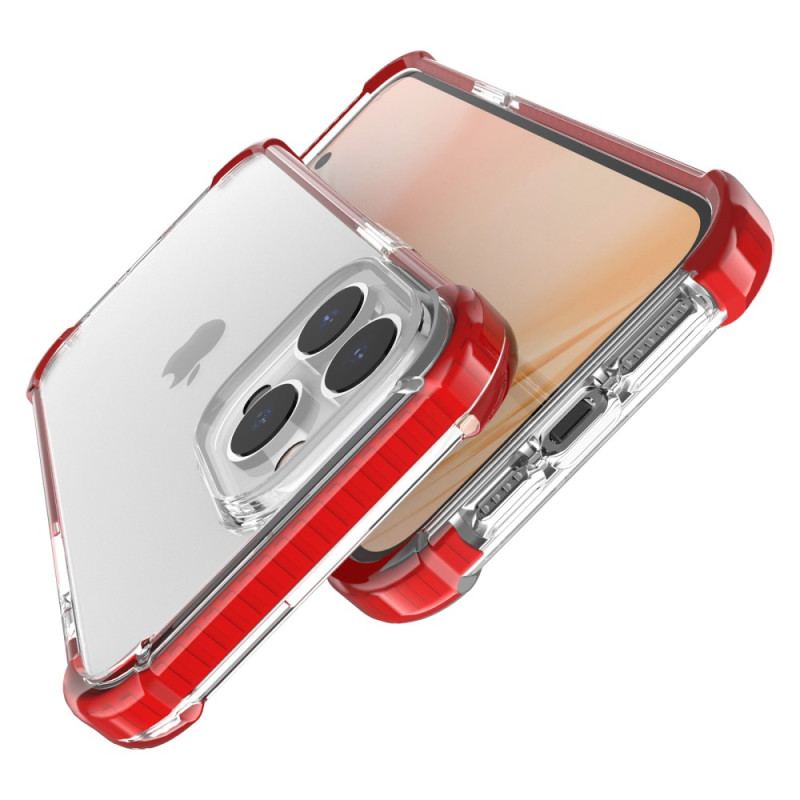 Capa Para iPhone 14 Pro Max Bordas Coloridas Transparentes