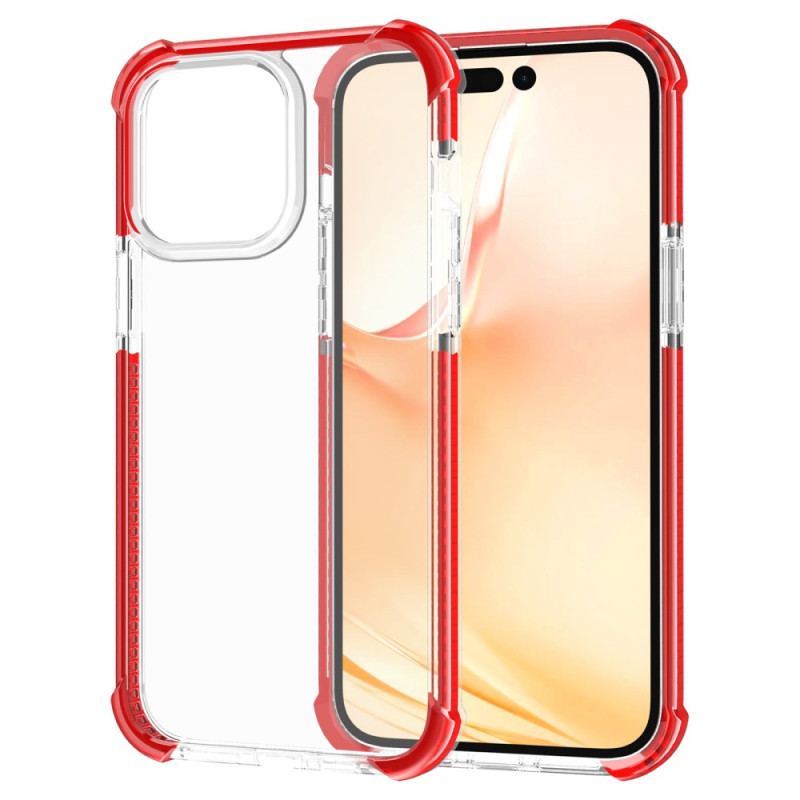 Capa Para iPhone 14 Pro Max Bordas Coloridas Transparentes