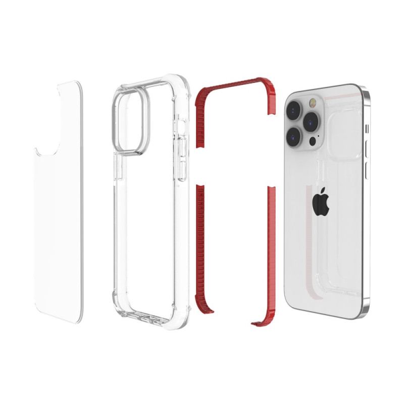 Capa Para iPhone 14 Pro Max Bordas Coloridas Transparentes