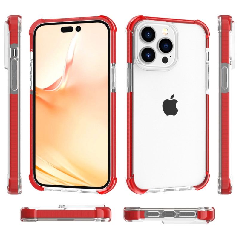 Capa Para iPhone 14 Pro Max Bordas Coloridas Transparentes