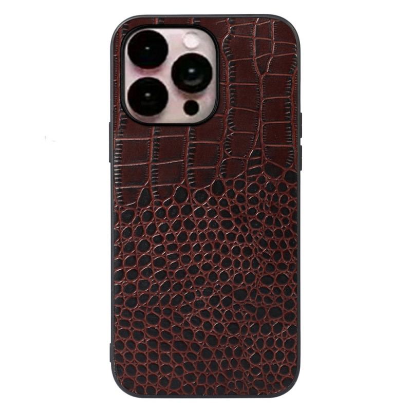 Capa Para iPhone 14 Pro Max Couro Genuíno Com Textura De Crocodilo