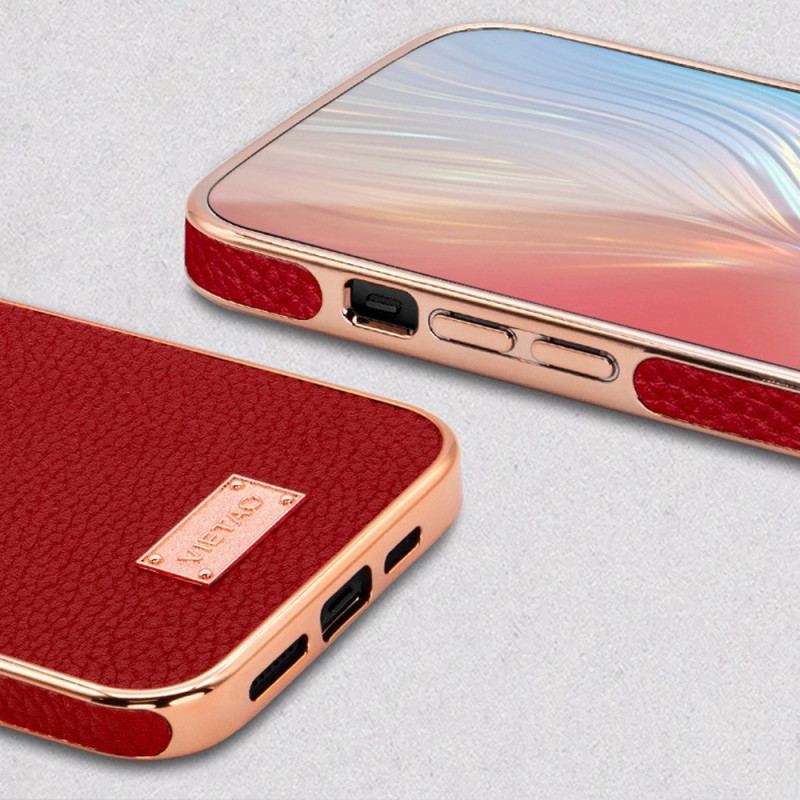 Capa Para iPhone 14 Pro Max Couro Sintético Lichia Vietao