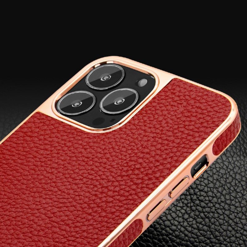 Capa Para iPhone 14 Pro Max Couro Sintético Lichia Vietao