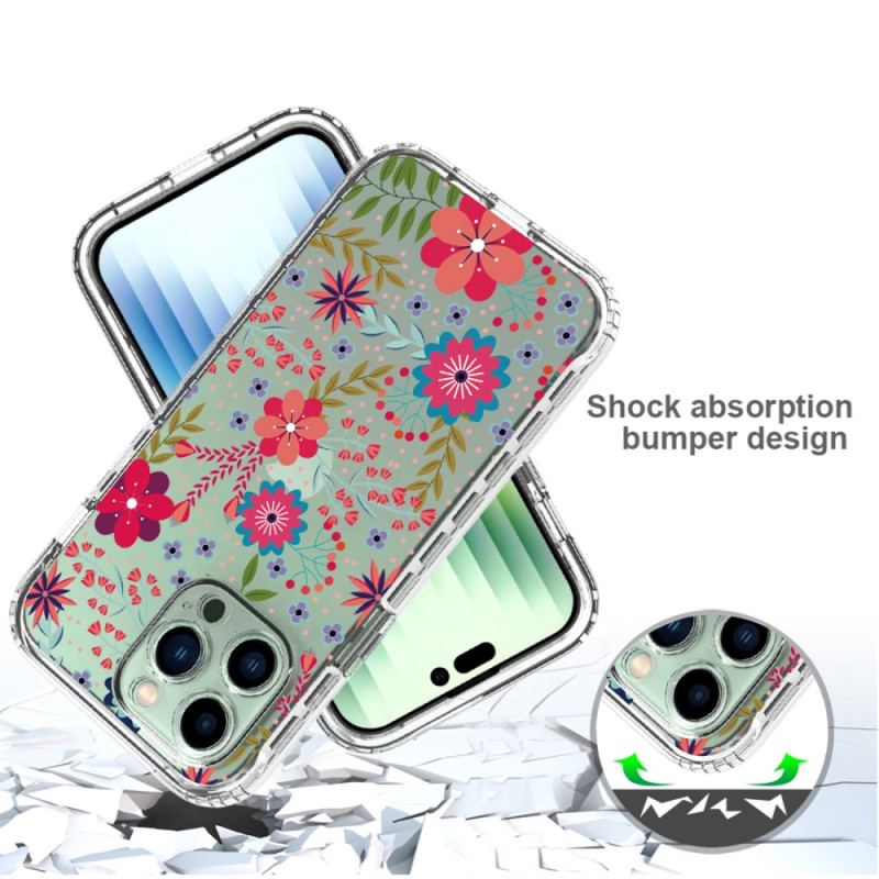 Capa Para iPhone 14 Pro Max Floral Aprimorado