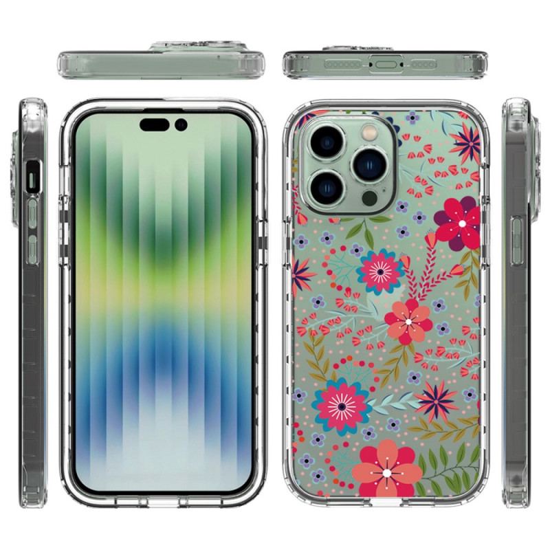 Capa Para iPhone 14 Pro Max Floral Aprimorado