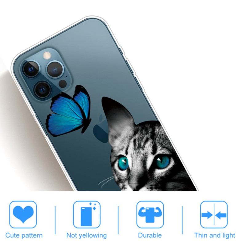 Capa Para iPhone 14 Pro Max Gato E Borboleta