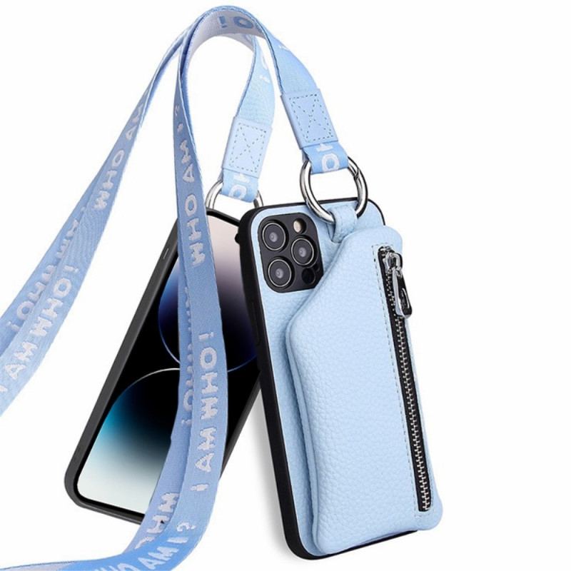 Capa Para iPhone 14 Pro Max Porta Moedas E Cordão