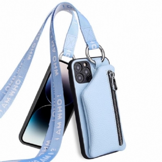 Capa Para iPhone 14 Pro Max Porta Moedas E Cordão