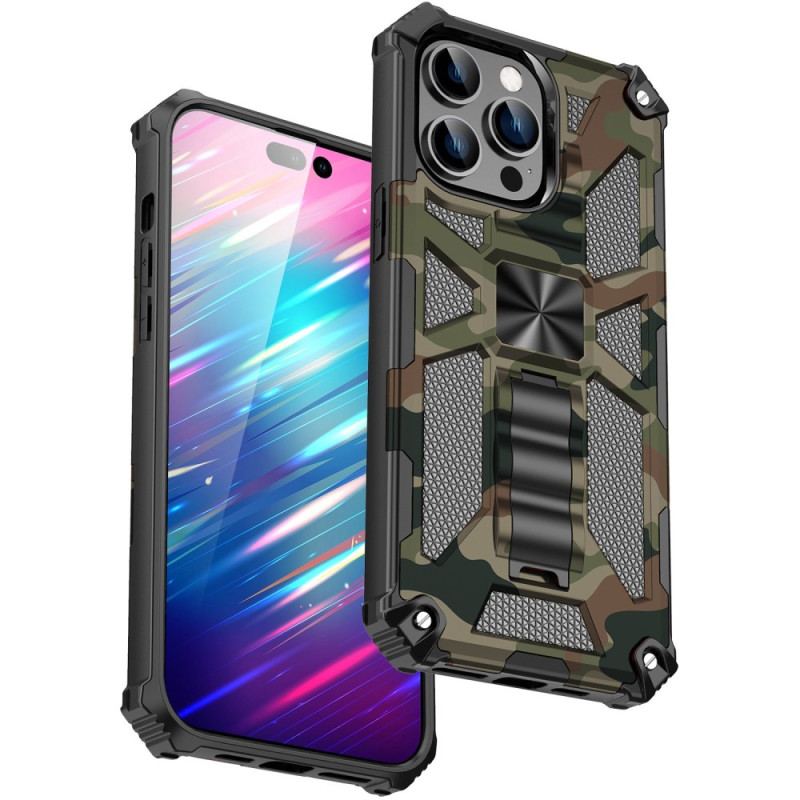 Capa Para iPhone 14 Pro Max Suporte Removível De Camuflagem