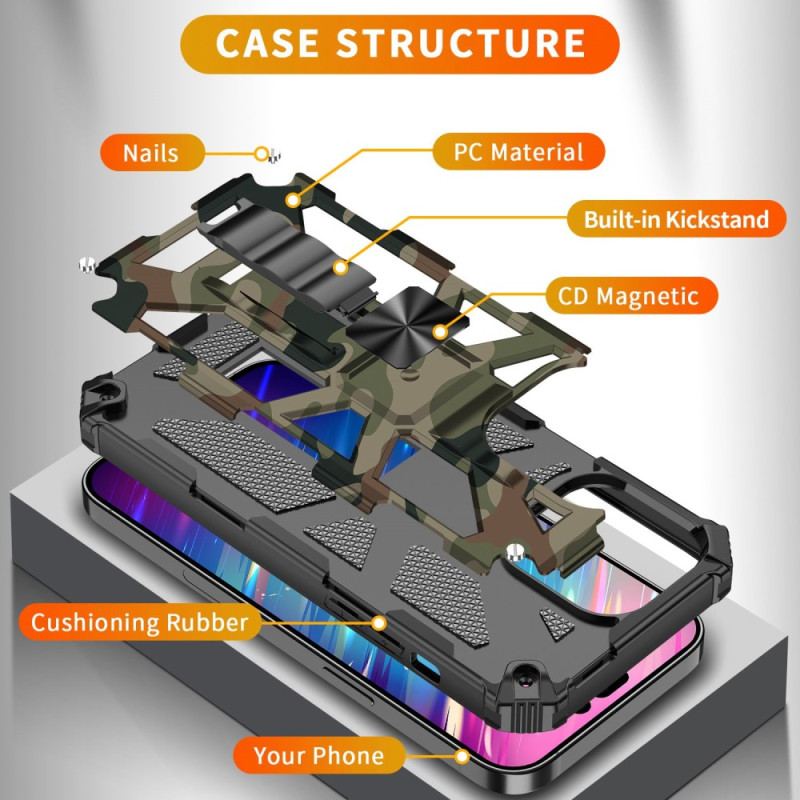 Capa Para iPhone 14 Pro Max Suporte Removível De Camuflagem