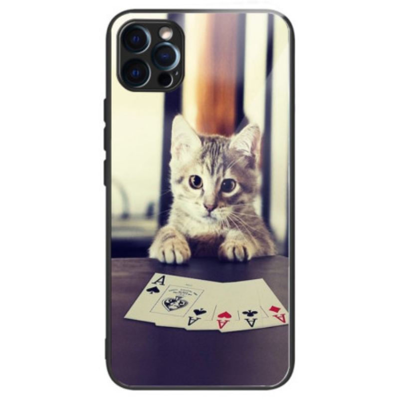 Capa Para iPhone 14 Pro Max Vidro Temperado De Gato De Pôquer