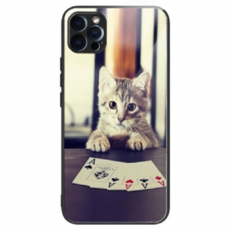 Capa Para iPhone 14 Pro Max Vidro Temperado De Gato De Pôquer