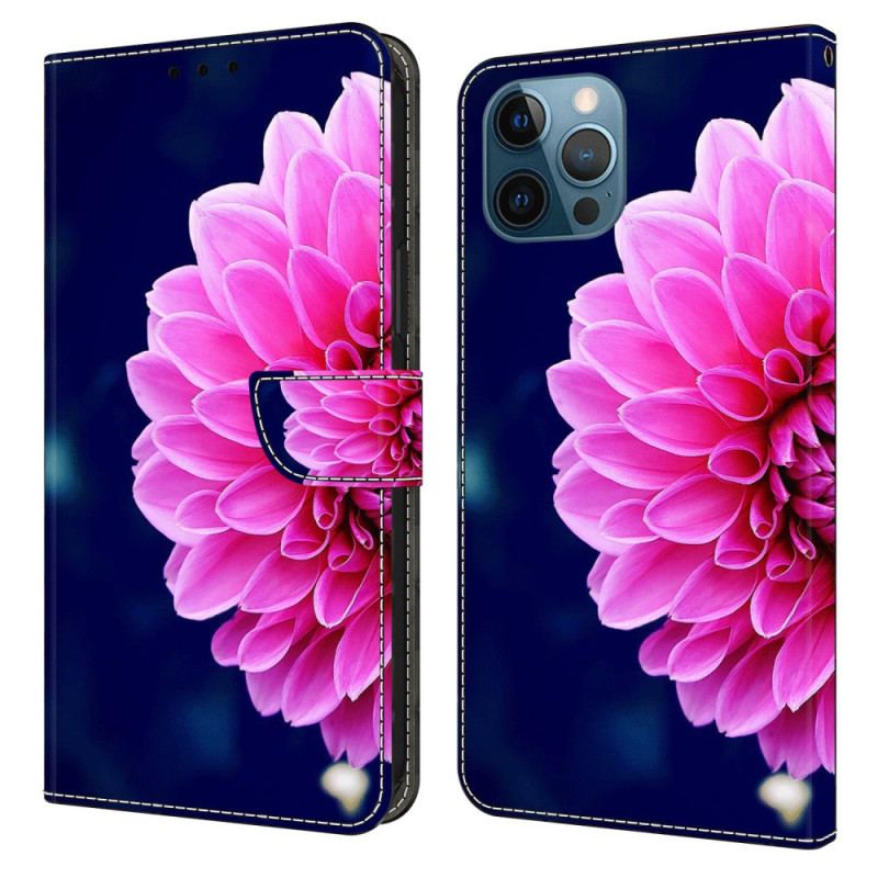 Capa De Couro Para iPhone 15 Pro Uma Flor