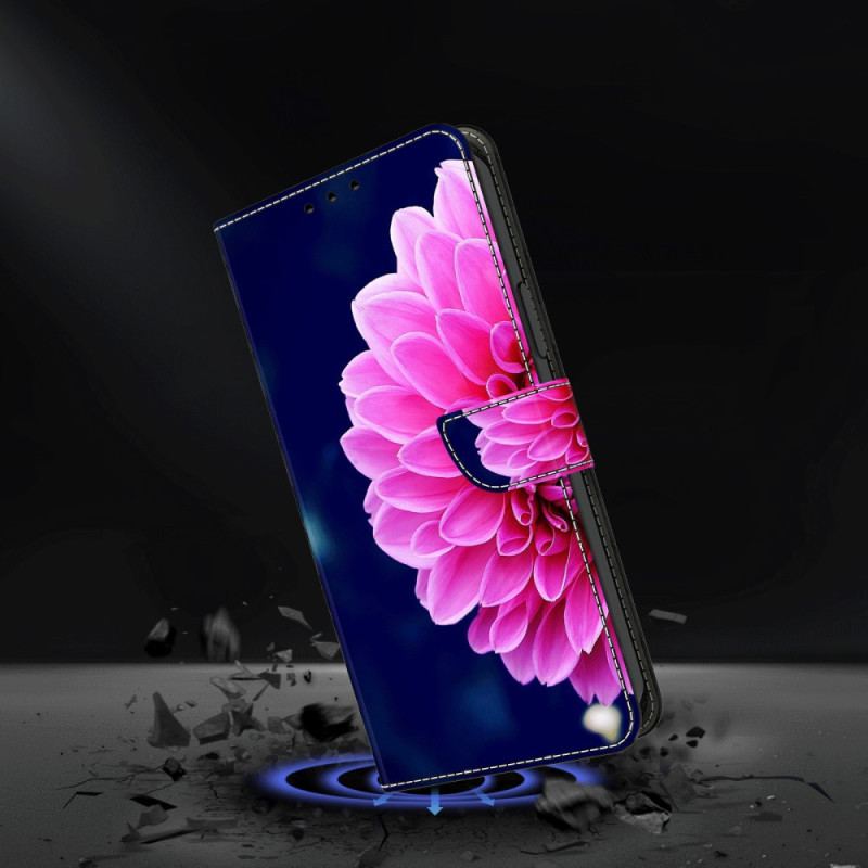 Capa De Couro Para iPhone 15 Pro Uma Flor