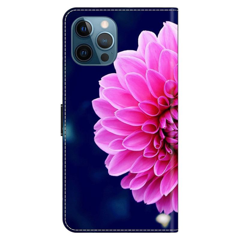 Capa De Couro Para iPhone 15 Pro Uma Flor