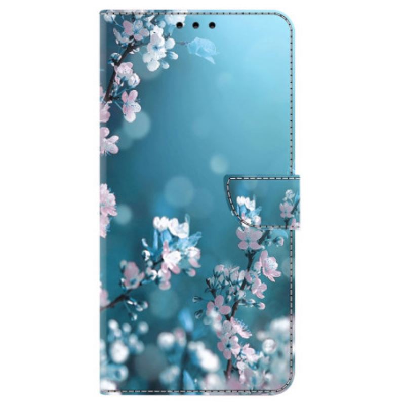 Capa Flip Para iPhone 15 Pro Flores De Ameixa