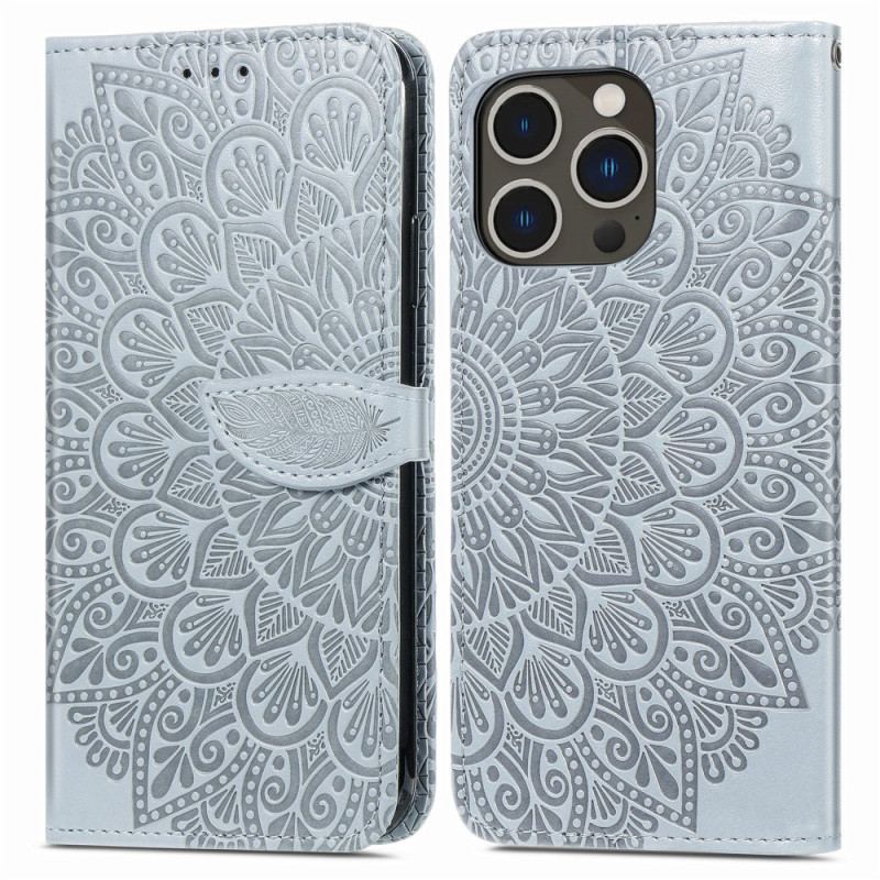 Capa Folio Para iPhone 15 Pro Folha Tribal