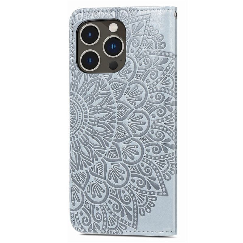 Capa Folio Para iPhone 15 Pro Folha Tribal