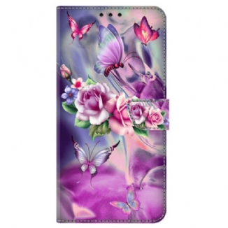 Capa Folio Para iPhone 15 Pro Lindas Flores