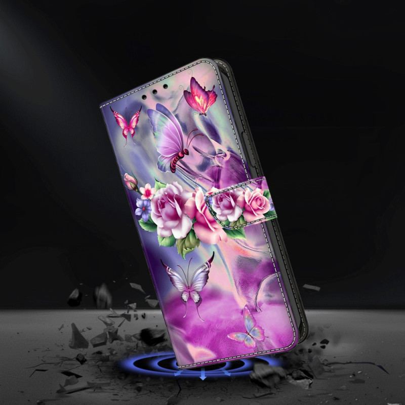 Capa Folio Para iPhone 15 Pro Lindas Flores