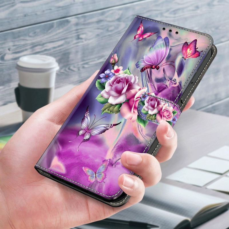 Capa Folio Para iPhone 15 Pro Lindas Flores