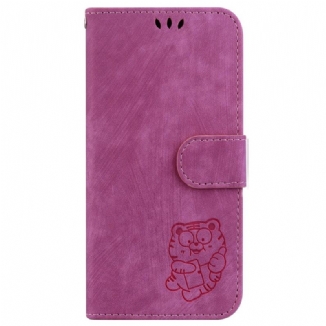 Capa Folio Para iPhone 15 Pro Tigre Fofo