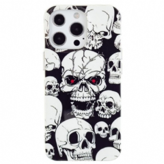 Capa Para iPhone 15 Pro Caveira Fluorescente