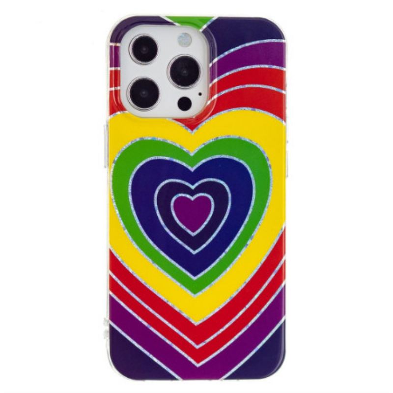 Capa Para iPhone 15 Pro Coração Psicodélico