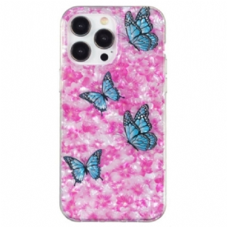 Capa Para iPhone 15 Pro Flores E Borboletas