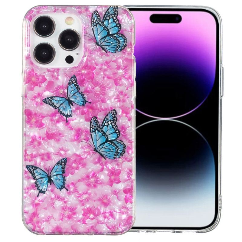 Capa Para iPhone 15 Pro Flores E Borboletas