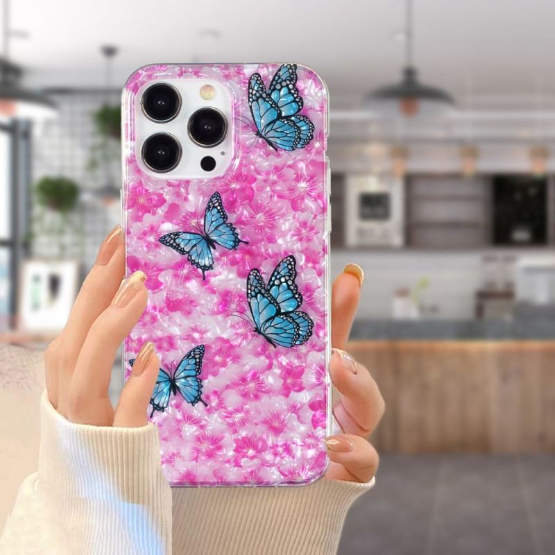 Capa Para iPhone 15 Pro Flores E Borboletas