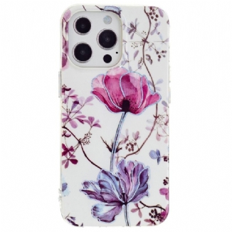 Capa Para iPhone 15 Pro Mármore Floral