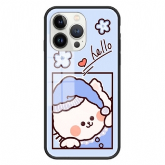 Capa Para iPhone 15 Pro Vidro Temperado Gato Azul