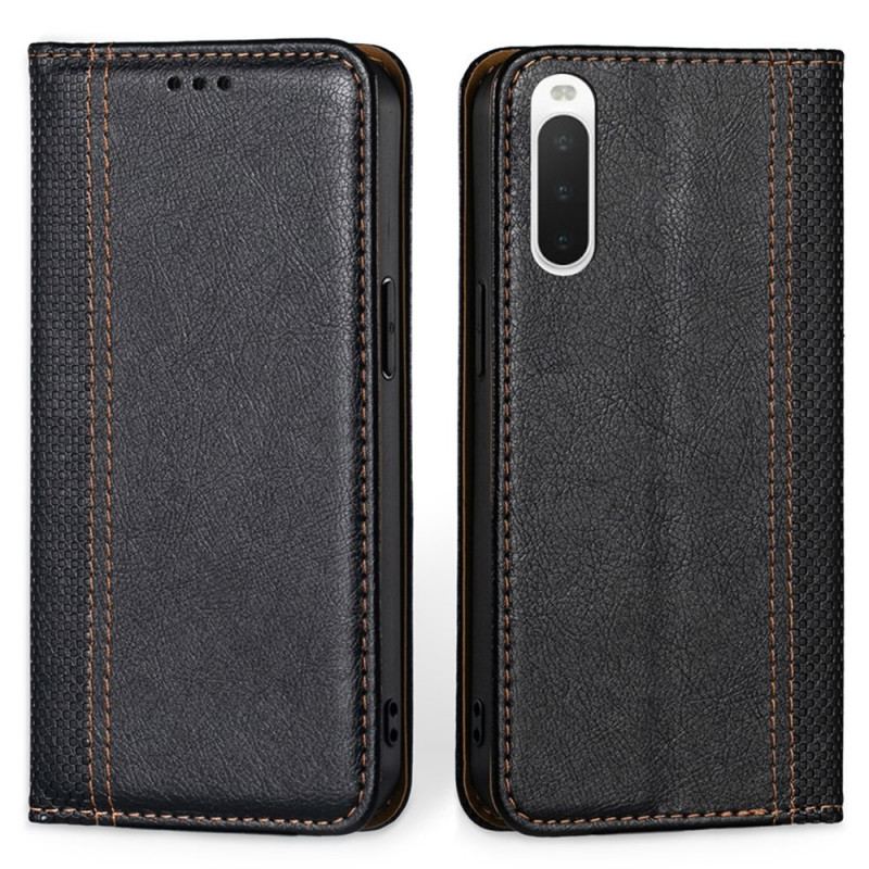 Capa De Celular Para Sony Xperia 10 IV Flip Couro Falso Vintage