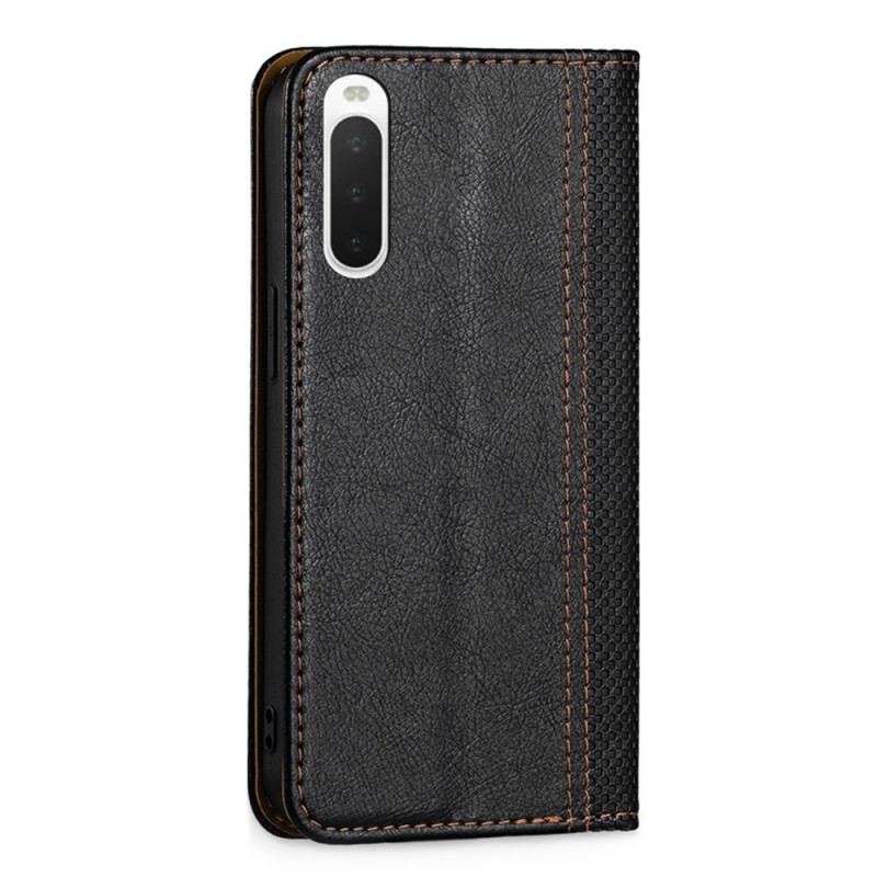 Capa De Celular Para Sony Xperia 10 IV Flip Couro Falso Vintage