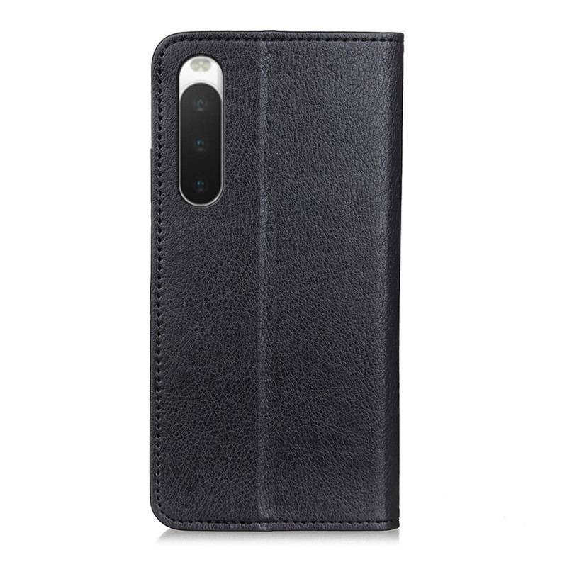 Capa De Celular Para Sony Xperia 10 IV Flip Couro Rachado De Lichia