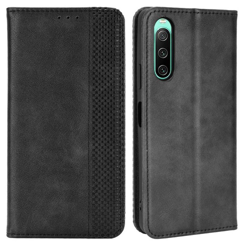 Capa De Celular Para Sony Xperia 10 IV Flip Estilo De Couro Estilizado