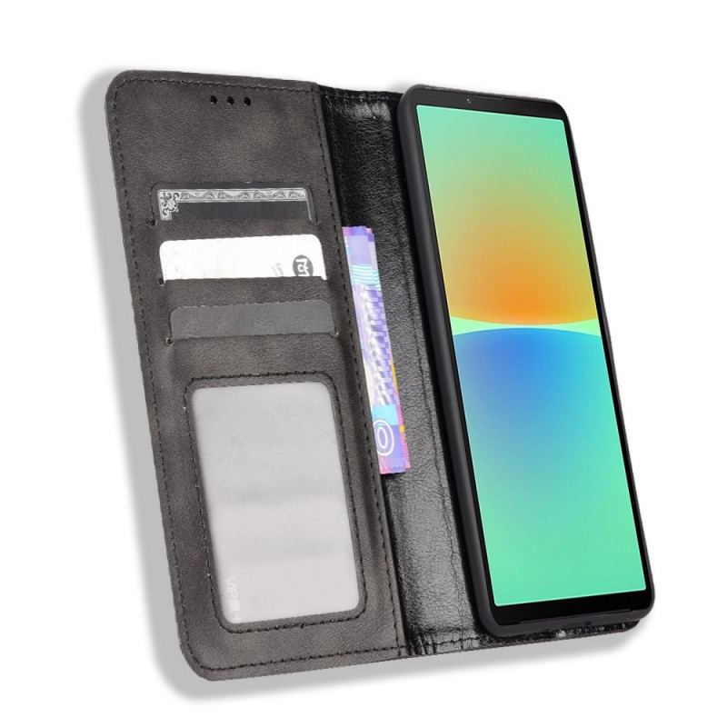 Capa De Celular Para Sony Xperia 10 IV Flip Estilo De Couro Estilizado