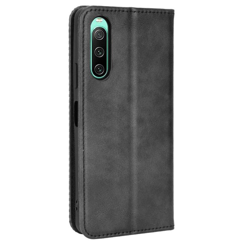 Capa De Celular Para Sony Xperia 10 IV Flip Estilo De Couro Estilizado