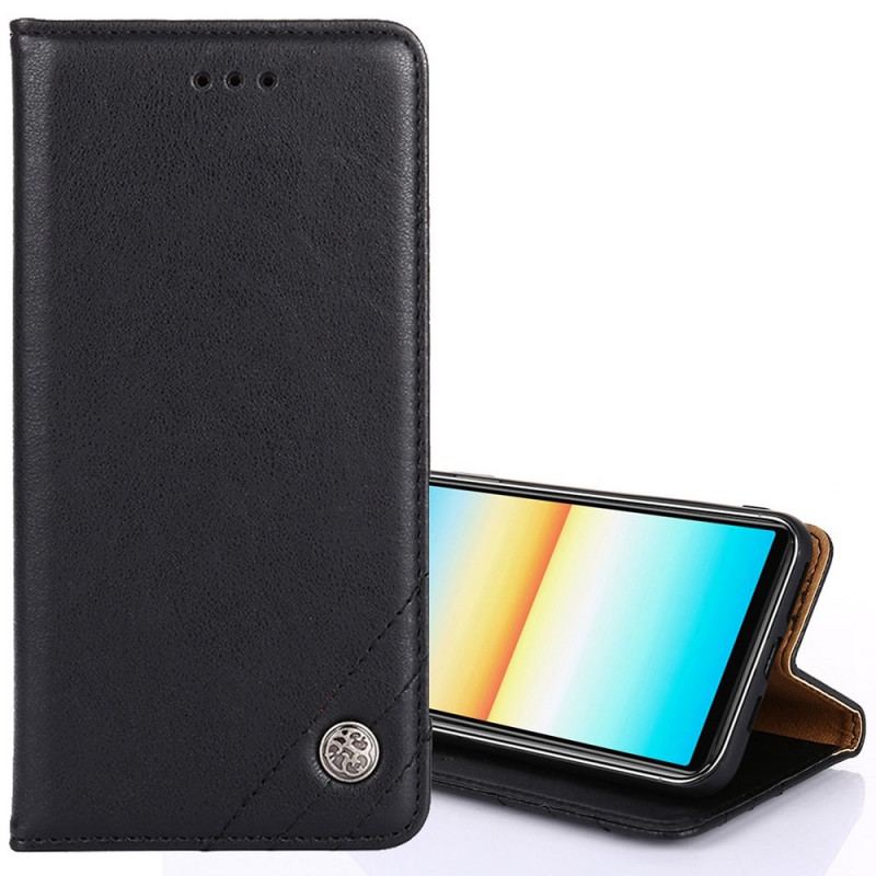 Capa De Celular Para Sony Xperia 10 IV Flip Rebite Decorativo De Couro Falso