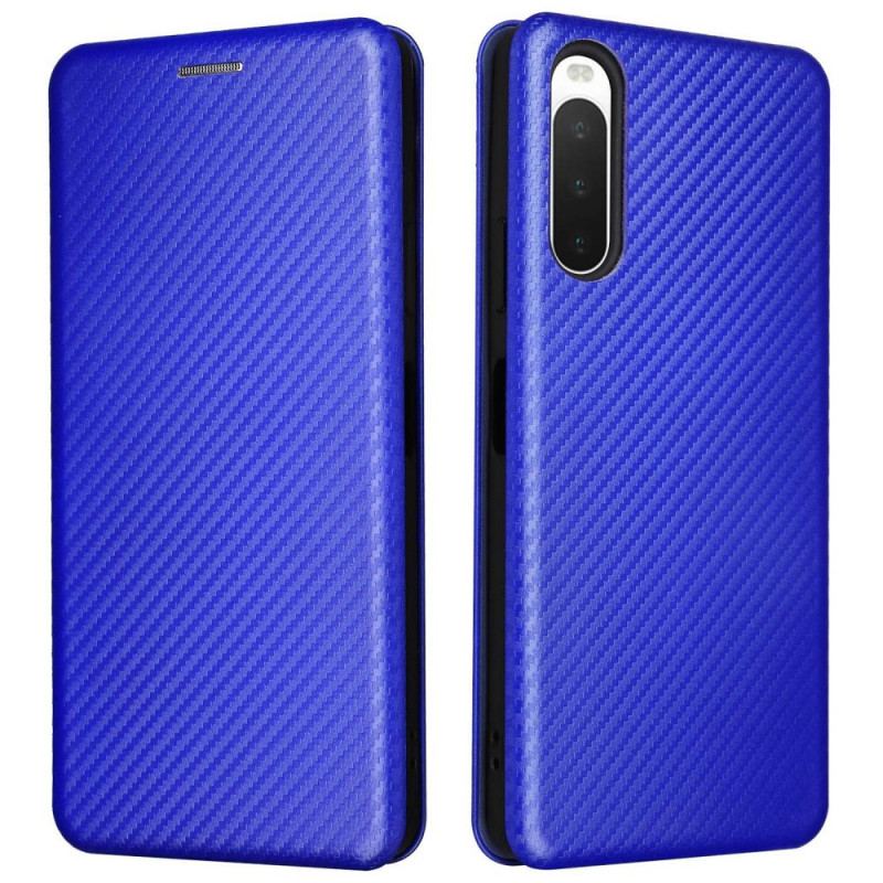 Capa De Celular Para Sony Xperia 10 IV Flip Textura De Fibra De Carbono